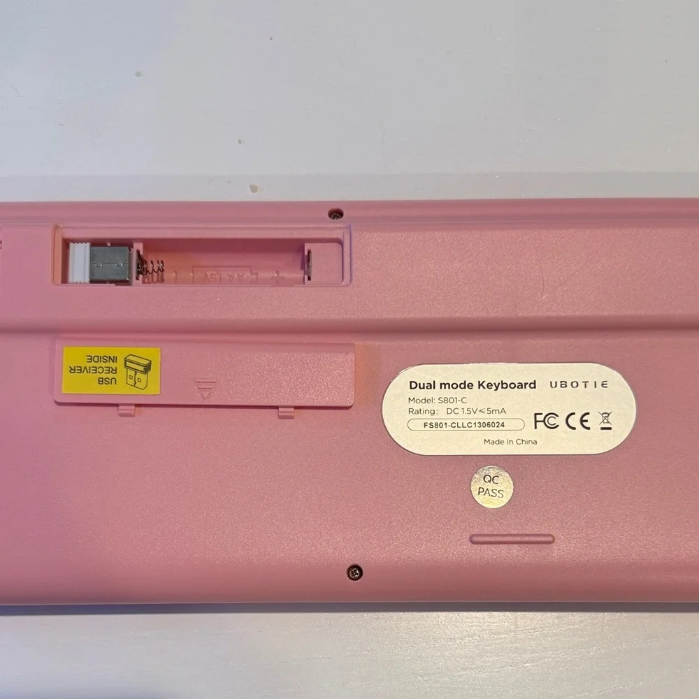 Pink and White Wireless Keyboard